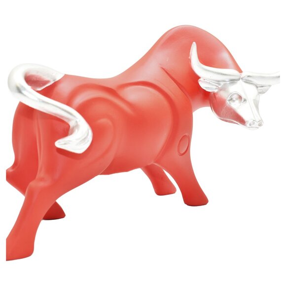 Adam & Friends Home Decor Strong Bull Sculpture | 1-Piece | Red/Silver - Picture 3 of 6